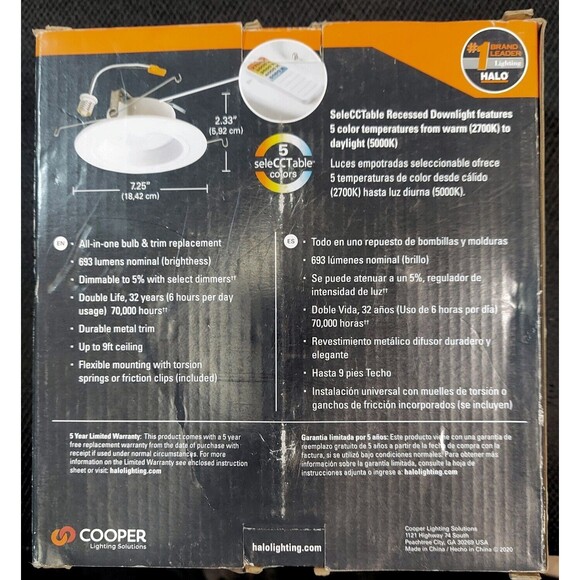 HALO RL56 LED 5"/6" Retrofit SeleCCTable™ Downlight RL56069S1EWHR *Tested - Picture 8 of 8